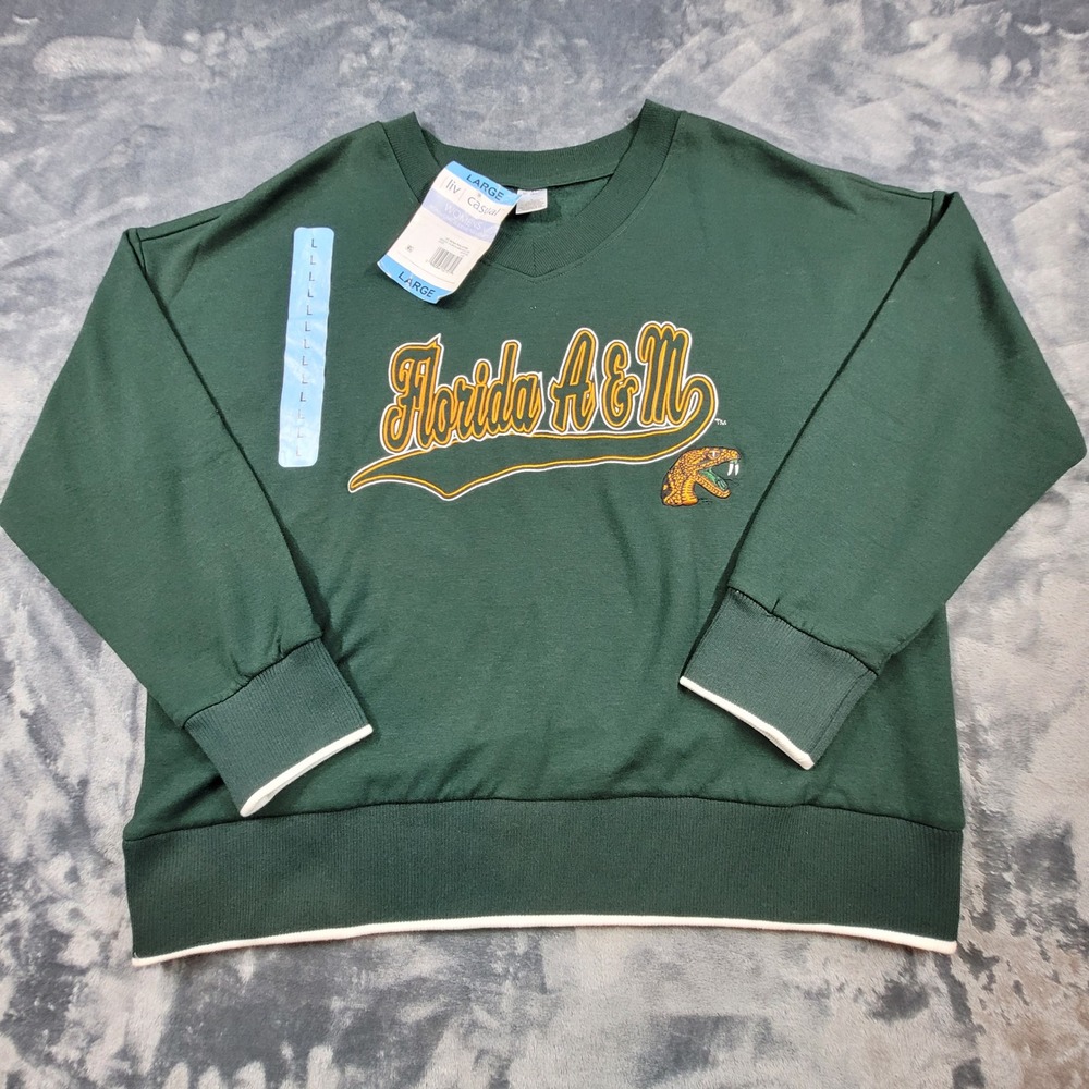 Liv‎ Casual Florida A&M Rattlers NCAA Women Pullover Sweatshirt Green Large NWT